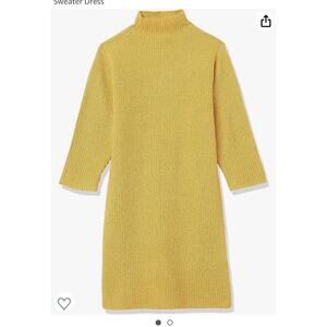 Essentials Soft Touch Long-Sleeve Mock Neck Sweater Dress Yellow Girls S NWT